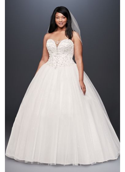 Beaded Illusion Plus Size Ball Gown Wedding Dress - If a bit of sparkle on this plunging,